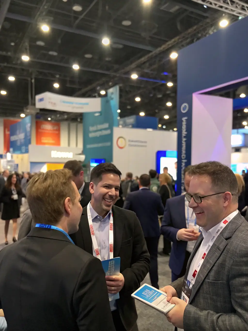 A photograph of attendees networking at the NASSCOM Technology and Leadership Forum in Mumbai, India, showcasing a diverse group of professionals engaged in conversation.
